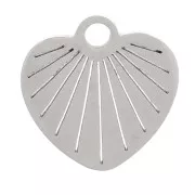 10mm 304 stainless steel striated heart charm x1