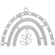 26x36mm Stainless steel 304 Multi-hole pendant with small leaf x1