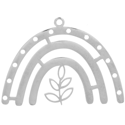 26x36mm Stainless steel 304 Multi-hole pendant with small leaf x1