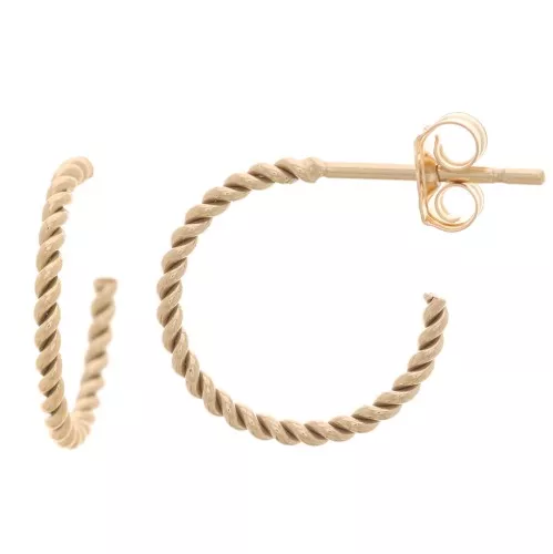 12mm Twisted open hoop earrings - Gold filled x2