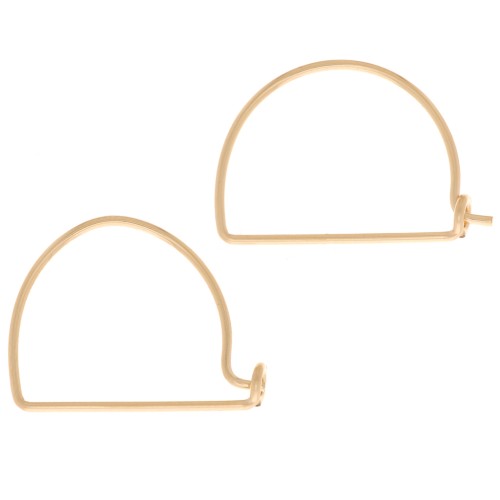 Decorative half-moon wire hoop earrings 12x17 mm for weaving - Gold filled (rolled gold) x2