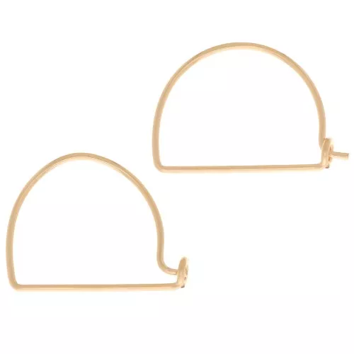 Decorative half-moon wire hoop earrings 12x17 mm for weaving - Gold filled (rolled gold) x2