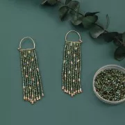 Decorative half-moon wire hoop earrings 12x17 mm for weaving - Gold filled (rolled gold) x2