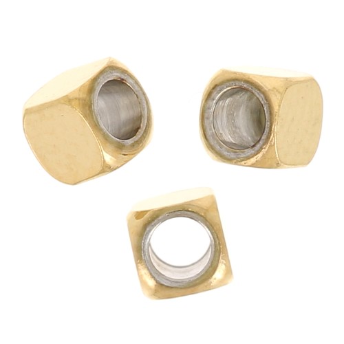 2.5mm 304 stainless steel Rounded cube beads - Gold x10