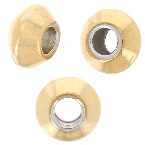 4x2mm 304L stainless steel Flattened round beads - Gold x10