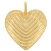 24x20mm striated Heart Pendant - Fine Gold plated x1|raw }}