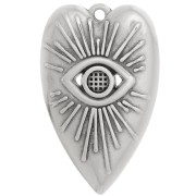 39x24mm Heart pendant with eye for 4mm cabochon - Antique silver plating x1