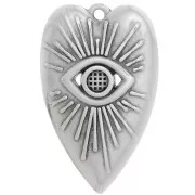 39x24mm Heart pendant with eye for 4mm cabochon - Antique silver plating x1