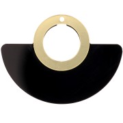 41x56mm Plexiglas Fan Pendant - Black - Gold Tone x1|raw }}