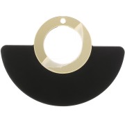 41x56mm Plexiglas Fan Pendant - Black - Gold Tone x1