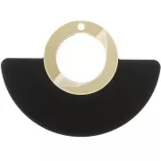 41x56mm Plexiglas Fan Pendant - Black - Gold Tone x1