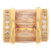 12x10mm tube bead with zirconium oxide - Gold - Crystal - Champagne x1|raw }}