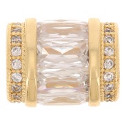 12x10mm tube bead with zirconium oxide - Gold - Crystal x1|raw }}