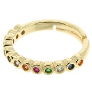 Fine Adjustable Ring with Small Zirconium Oxides - Gold - Multicoloured x1|raw }}