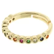 Fine Adjustable Ring with Small Zirconium Oxides - Gold - Multicoloured x1