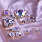 10x5mm Aurora Crystal setting A4500 Baguette - Gold Tone - Crystal AB x1