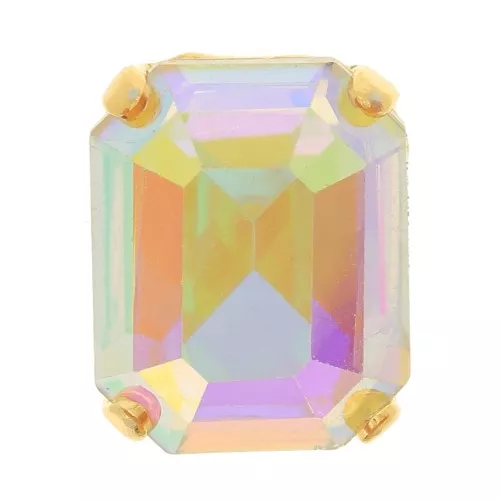 10x8mm Aurora Crystal setting A4610 Step Cut Octagon - Gold Tone - Crystal AB x1