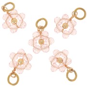 12mm faceted glass beads Flower pendant - Gold - Light Pink x1