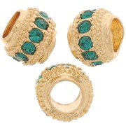 7x6mm Flat Round Bead with rhinestones - Gold - Veraman x1|raw }}