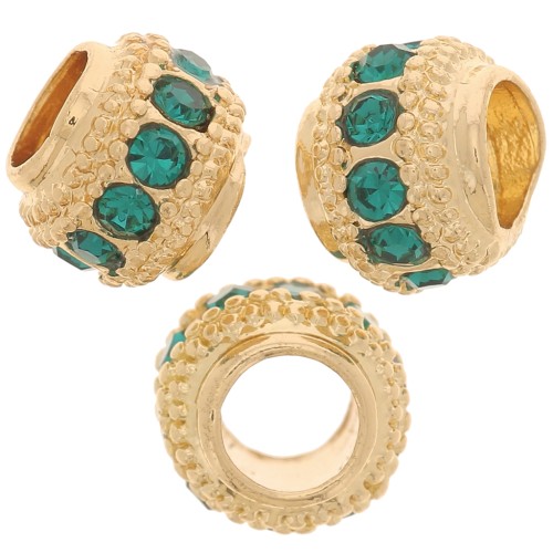 7x6mm Flat Round Bead with rhinestones - Gold - Veraman x1