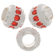 7x6mm Flat Round Bead with rhinestones - Silver - Hyacinth x1|raw }}