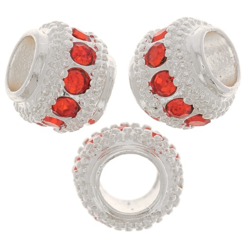 7x6mm Flat Round Bead with rhinestones - Silver - Hyacinth x1