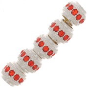 7x6mm Flat Round Bead with rhinestones - Silver - Hyacinth x1