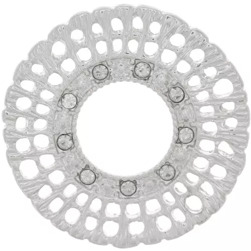 24mm Multi-Hole Round Ribbed Spacer with Rhinestone - Silver - Clear x1