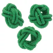 7x5mm nylon thread Knot effect beads - Dark Green x6