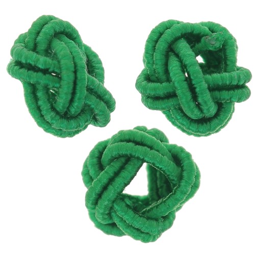 7x5mm nylon thread Knot effect beads - Dark Green x6