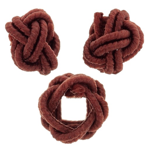 7x5mm nylon thread Knot effect beads - Brown x6