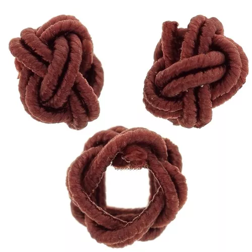 7x5mm nylon thread Knot effect beads - Brown x6