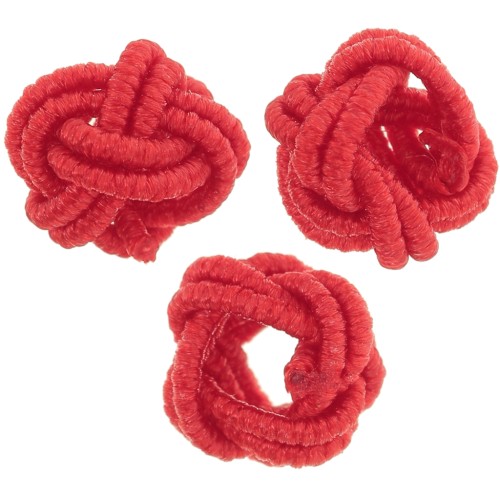 7x5mm nylon thread Knot effect beads - Red x6