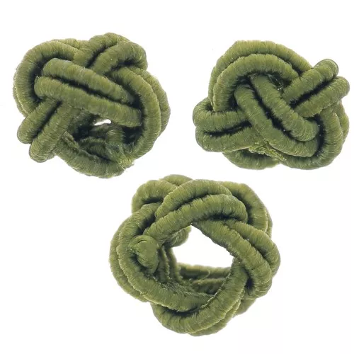 7x5mm nylon thread Knot effect beads - Olive x6