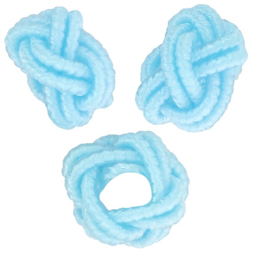 7x5mm nylon thread Knot effect beads - Light Blue x6