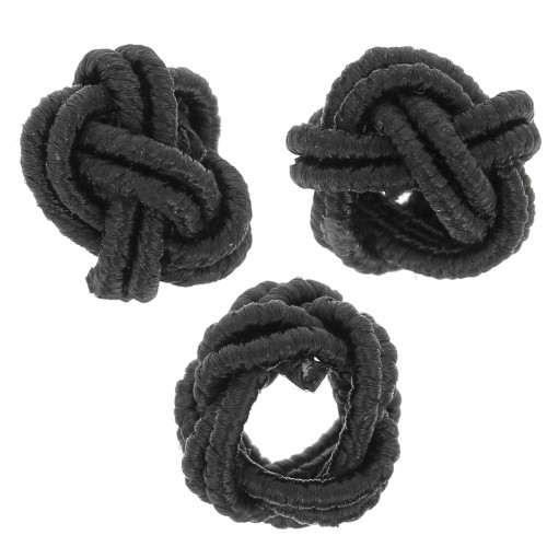 7x5mm nylon thread Knot effect beads - Black x6