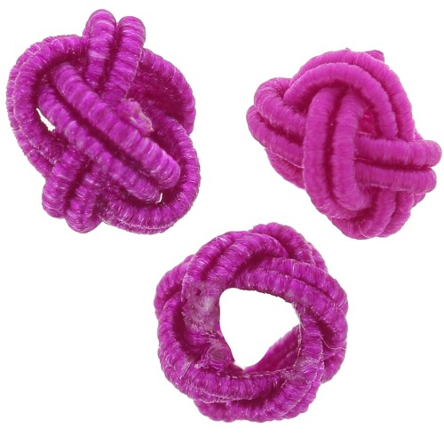 7x5mm nylon thread Knot effect beads - Magenta x6