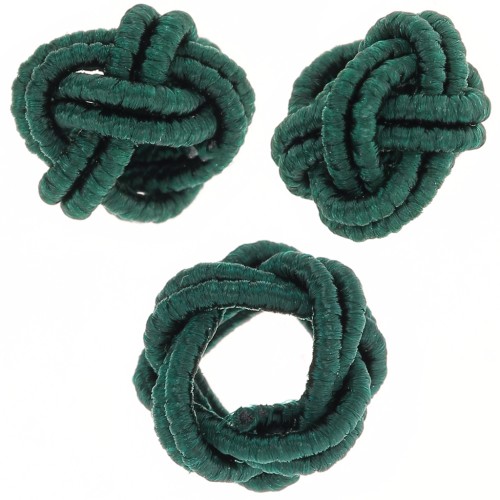 7x5mm nylon thread Knot effect beads - Fir green x6