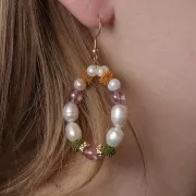 7x5mm nylon thread Knot effect beads - Fir green x6