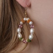 7x5mm nylon thread Knot effect beads - Camel x6