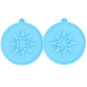 Silicone mould - round earrings - hollowed-out star pattern - epoxy resin x1|raw }}
