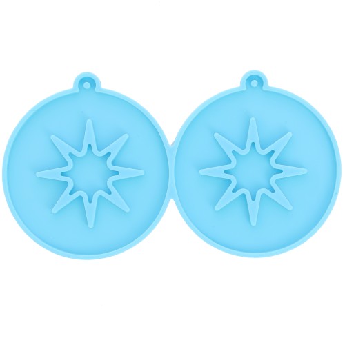 Silicone mould - round earrings - hollowed-out star pattern - epoxy resin x1