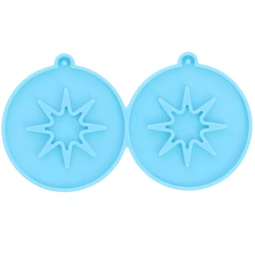 Silicone mould - round earrings - hollowed-out star pattern - epoxy resin x1