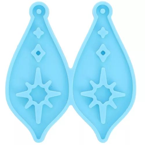 Silicone mould - star pattern - drop earrings - for epoxy resin x1