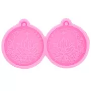 Silicone mould - round earrings - lotus flower & moon - epoxy resin x1