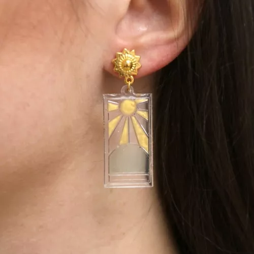 Silicone mould - rectangle earrings - sun - for epoxy resin x1