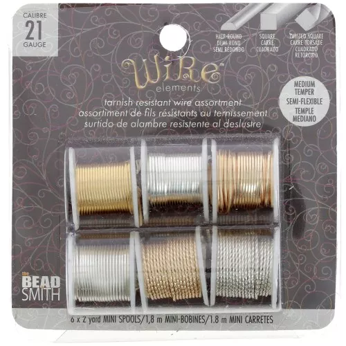 Assortment of 6 anti-tarnish semi-hard copper wires - Gold and Silver x1.8m