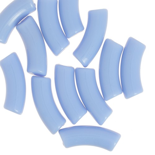 Curved tube beads 35x11 mm in opaque acrylic - Sky Blue x6