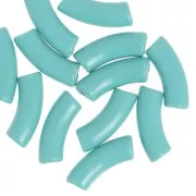 Curved tube beads 35x11 mm in opaque acrylic - Water green x6