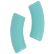 Curved tube beads 35x11 mm in opaque acrylic - Water green x6